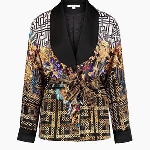 NWT Robert Graham Yvonne Geometric-Print Belted Jacket